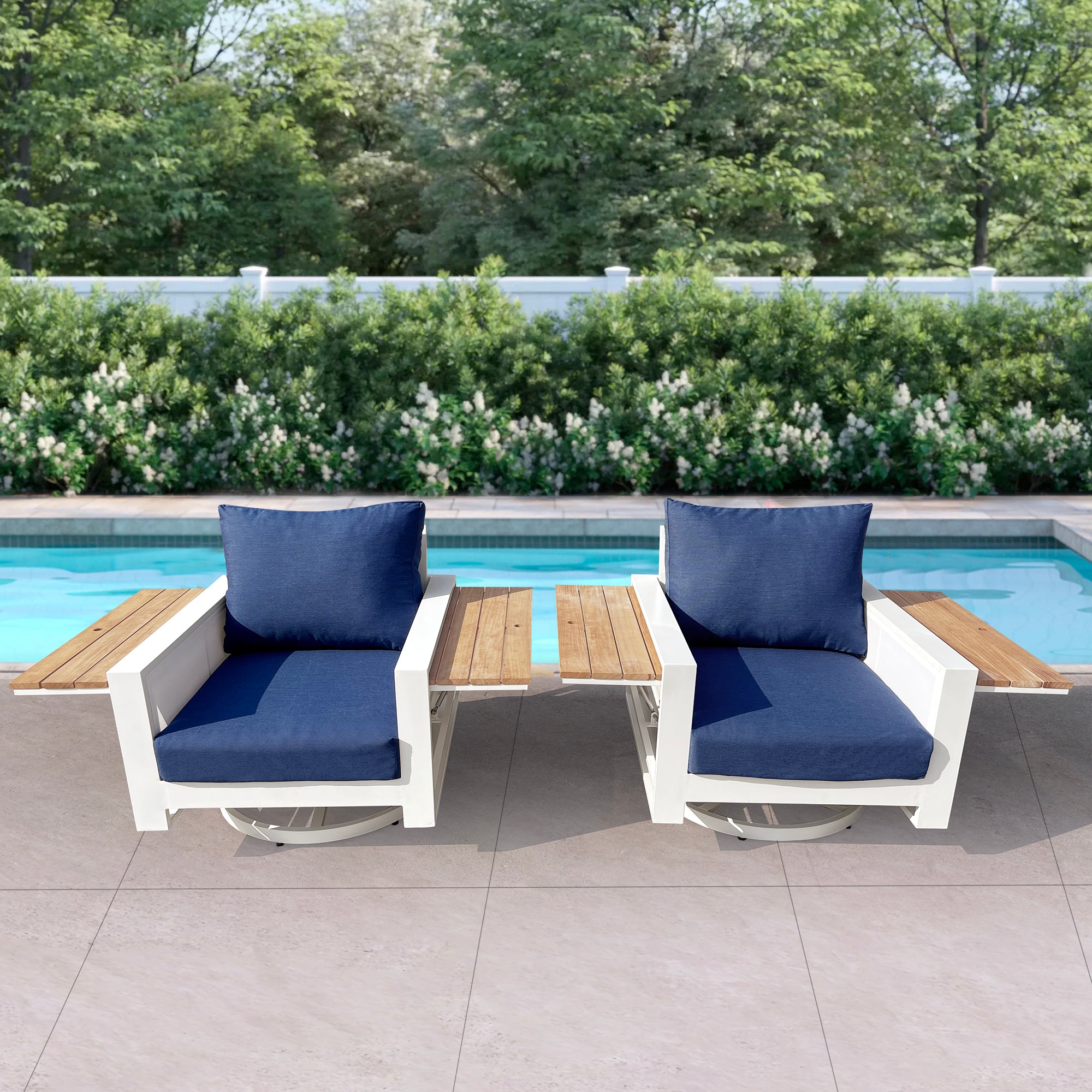 Denver 4-Piece Aluminum Outdoor Patio Fire Pit Seating Set with Acrylic Spectrum Indigo Cushions Denver 4-Piece Aluminum Outdoor Patio Fire Pit Seating Set with Acrylic Spectrum Indigo Cushions