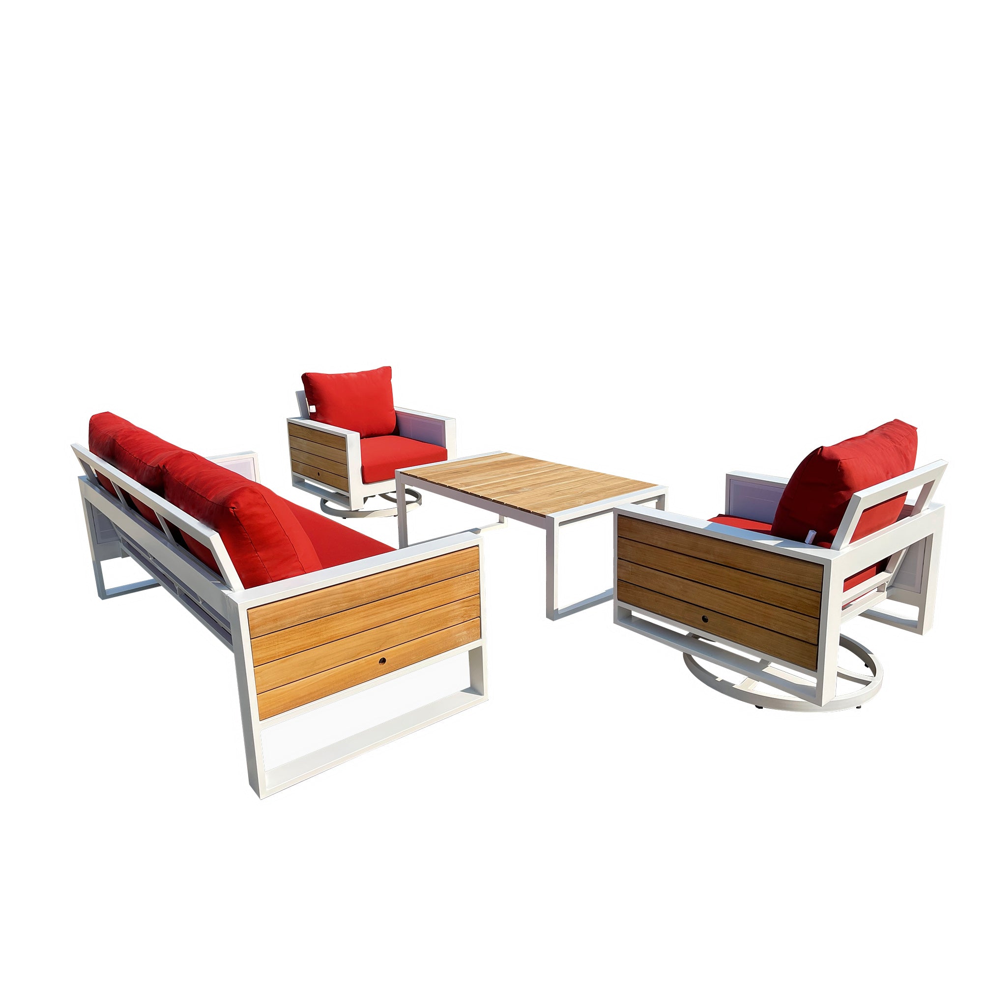 Denver 4-Piece Aluminum Outdoor Patio Conversation Seating Set with Sunbrella Canvas Terracotta Cushions Denver 4-Piece Aluminum Outdoor Patio Conversation Seating Set with Sunbrella Canvas Terracotta Cushions