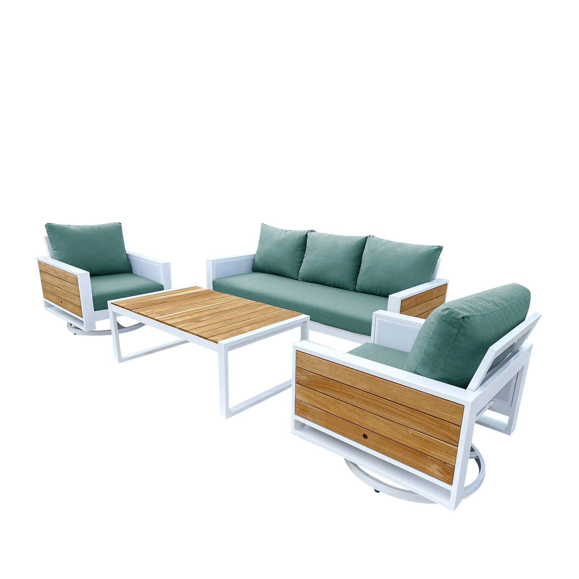Denver 4-Piece Aluminum Outdoor Patio Conversation Seating Set with Acrylic Cast Breeze Cushions Denver 4-Piece Aluminum Outdoor Patio Conversation Seating Set with Acrylic Cast Breeze Cushions