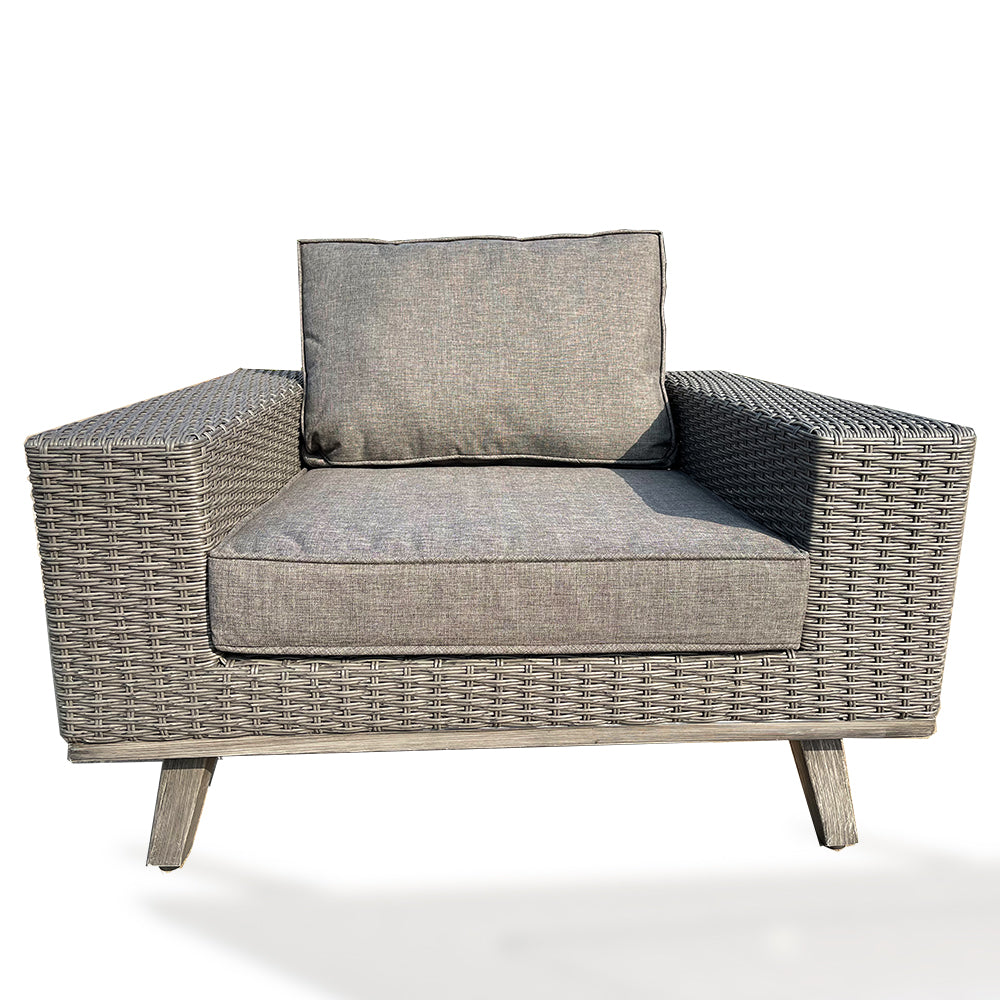 3-Piece Wicker Outdoor Patio Sectional Set with Charcoal Gray Cushions 3-Piece Wicker Outdoor Patio Sectional Set with Charcoal Gray Cushions