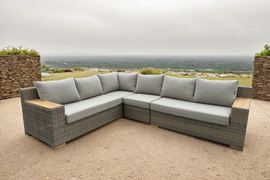 Naples 4-Piece Brown Wicker Aluminum Outdoor Sectional with Cushions