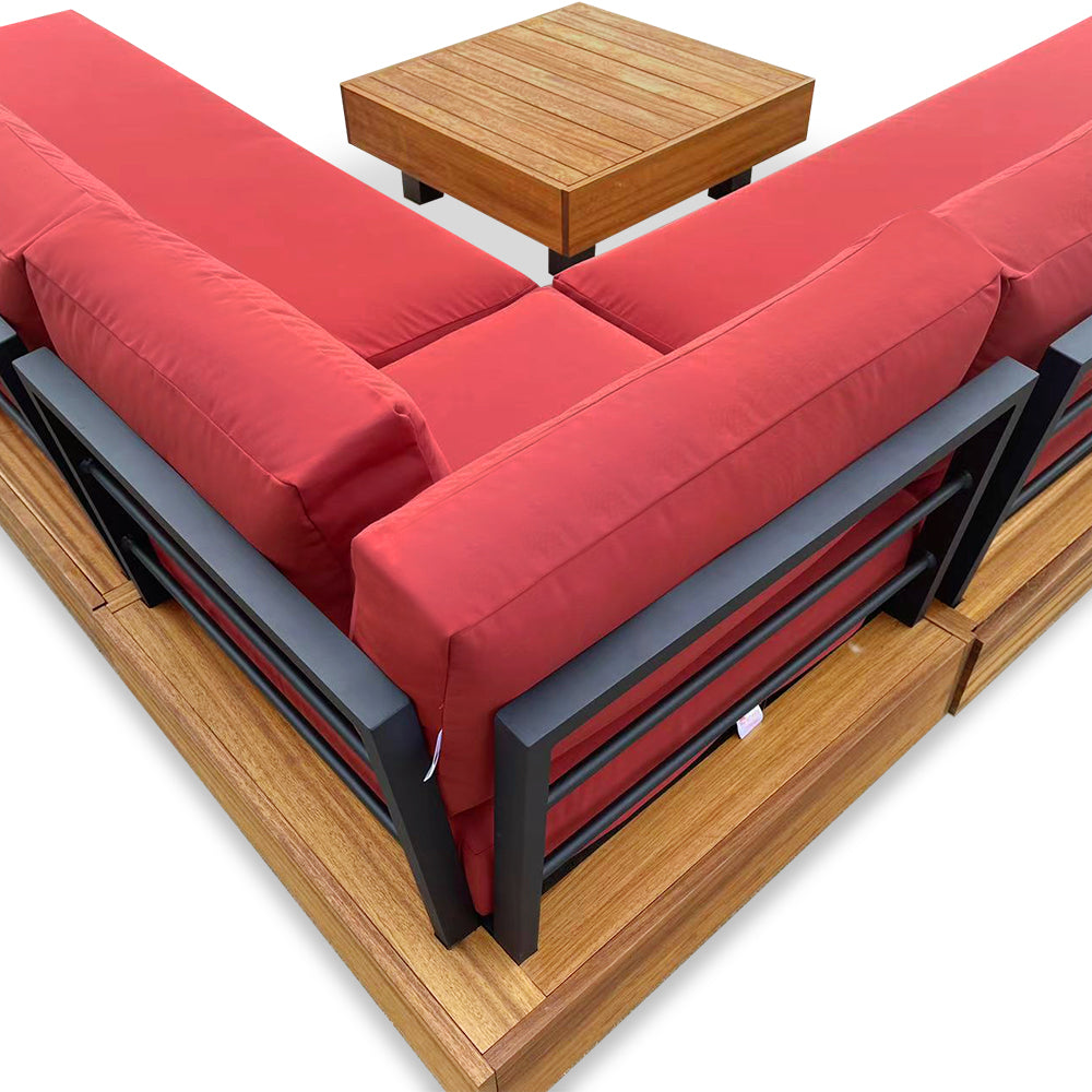 Alden Teak Wood Outdoor Patio Sectional Sofa With Acrylic Cushions Alden Teak Wood Outdoor Patio Sectional Sofa With Acrylic Cushions