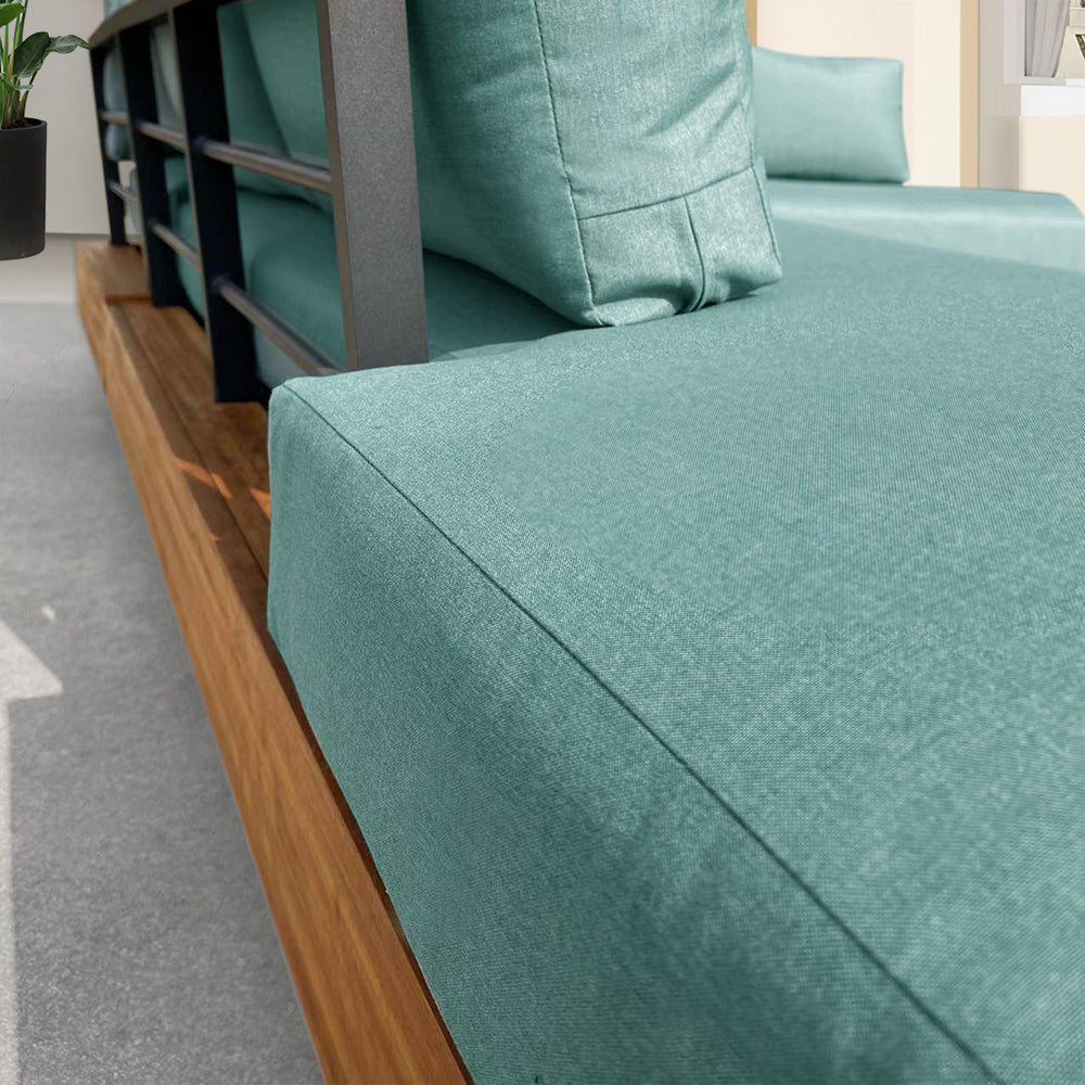 Alden Teak Wood Outdoor Patio Sectional Sofa With Acrylic Cushions Alden Teak Wood Outdoor Patio Sectional Sofa With Acrylic Cushions