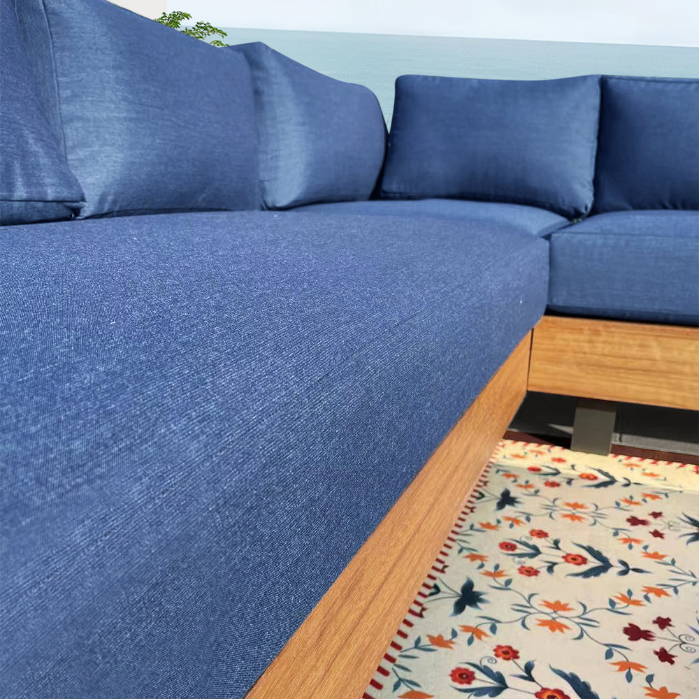Alden Teak Wood Outdoor Patio Sectional Sofa With Acrylic Cushions Alden Teak Wood Outdoor Patio Sectional Sofa With Acrylic Cushions