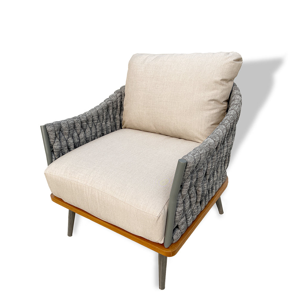 King 4-Piece Woven Rope Outdoor Conversation Set With Acrylic Cushions King 4-Piece Woven Rope Outdoor Conversation Set With Acrylic Cushions