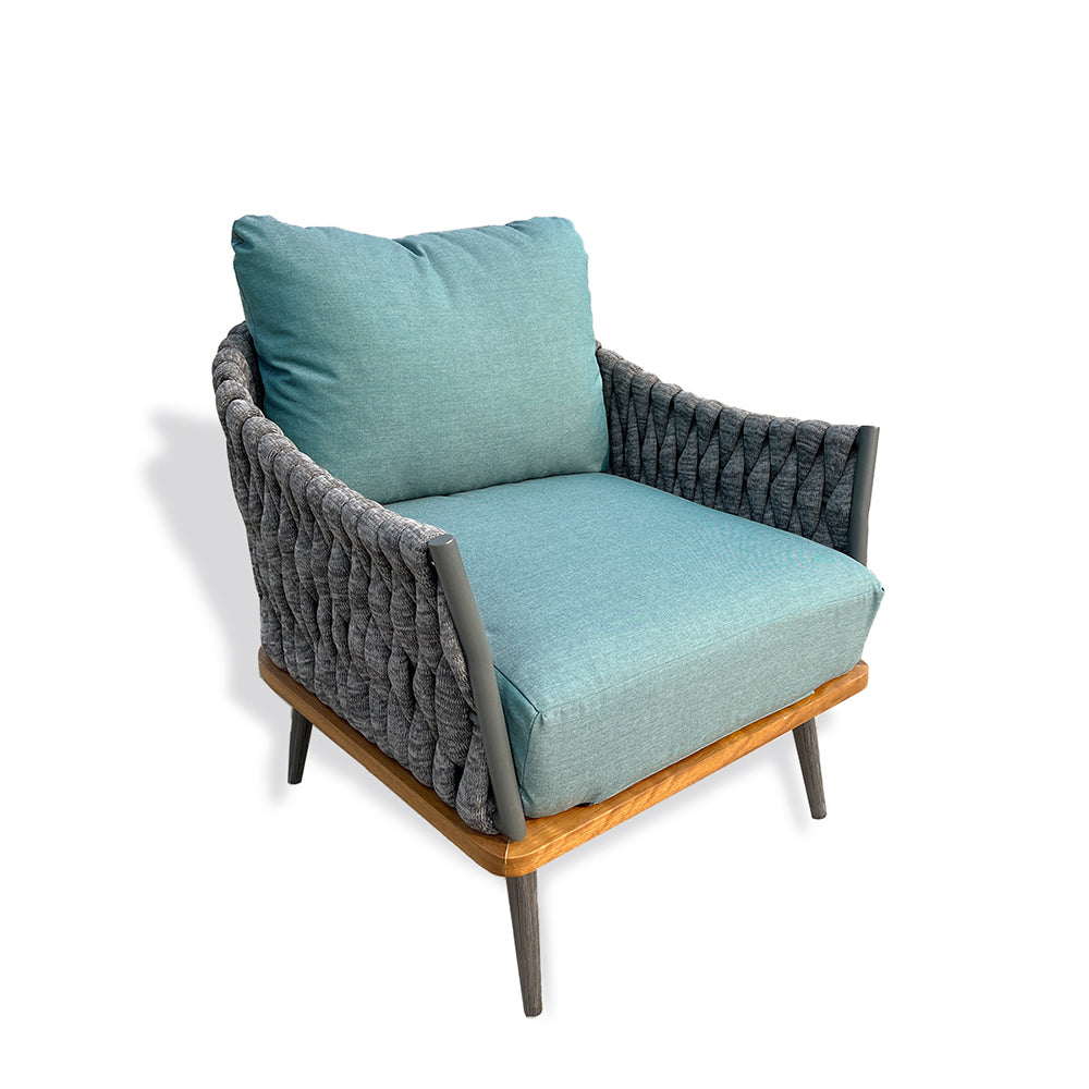 King 4-Piece Woven Rope Outdoor Conversation Set With Acrylic Cushions King 4-Piece Woven Rope Outdoor Conversation Set With Acrylic Cushions