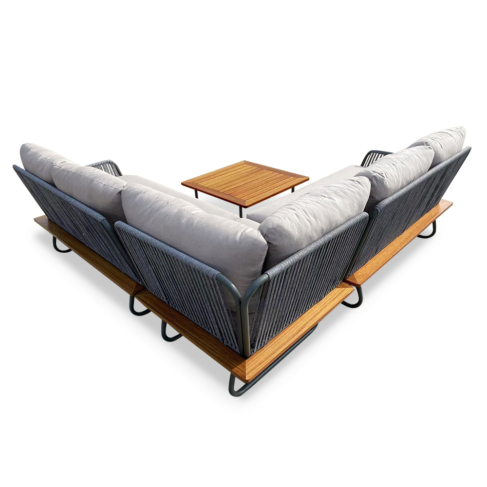Kingston 4-Piece Woven Rope Outdoor Sectional With Acrylic Cushions Kingston 4-Piece Woven Rope Outdoor Sectional With Acrylic Cushions