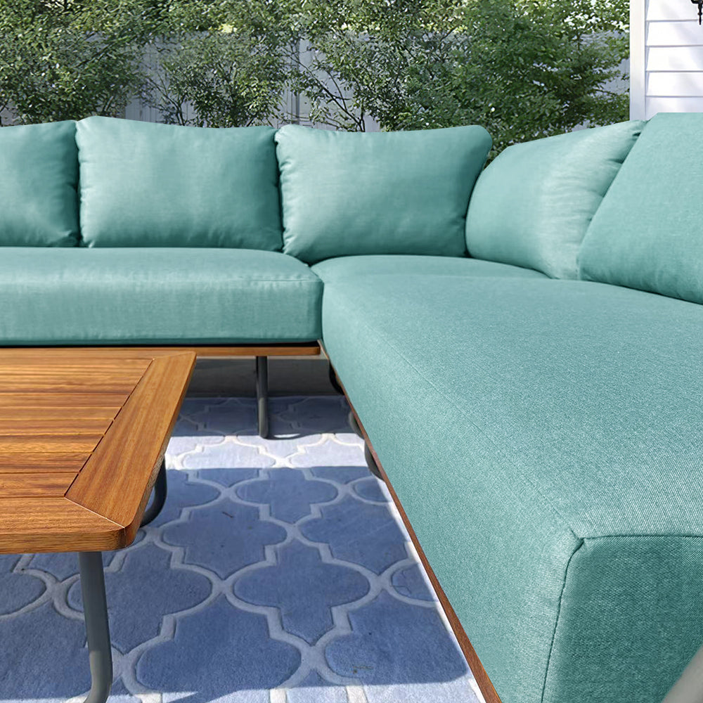 Kingston 4-Piece Woven Rope Outdoor Sectional With Acrylic Cushions Kingston 4-Piece Woven Rope Outdoor Sectional With Acrylic Cushions