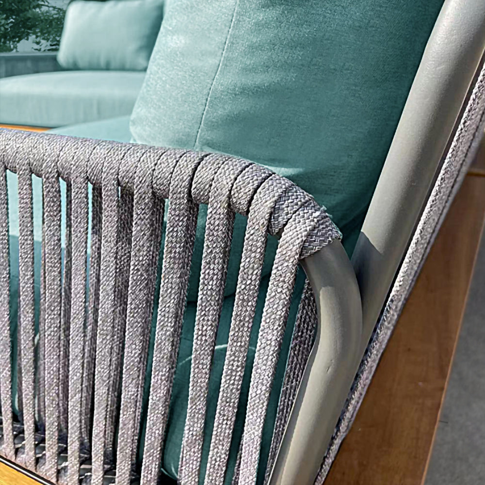 Kingston 4-Piece Woven Rope Outdoor Sectional With Acrylic Cushions Kingston 4-Piece Woven Rope Outdoor Sectional With Acrylic Cushions