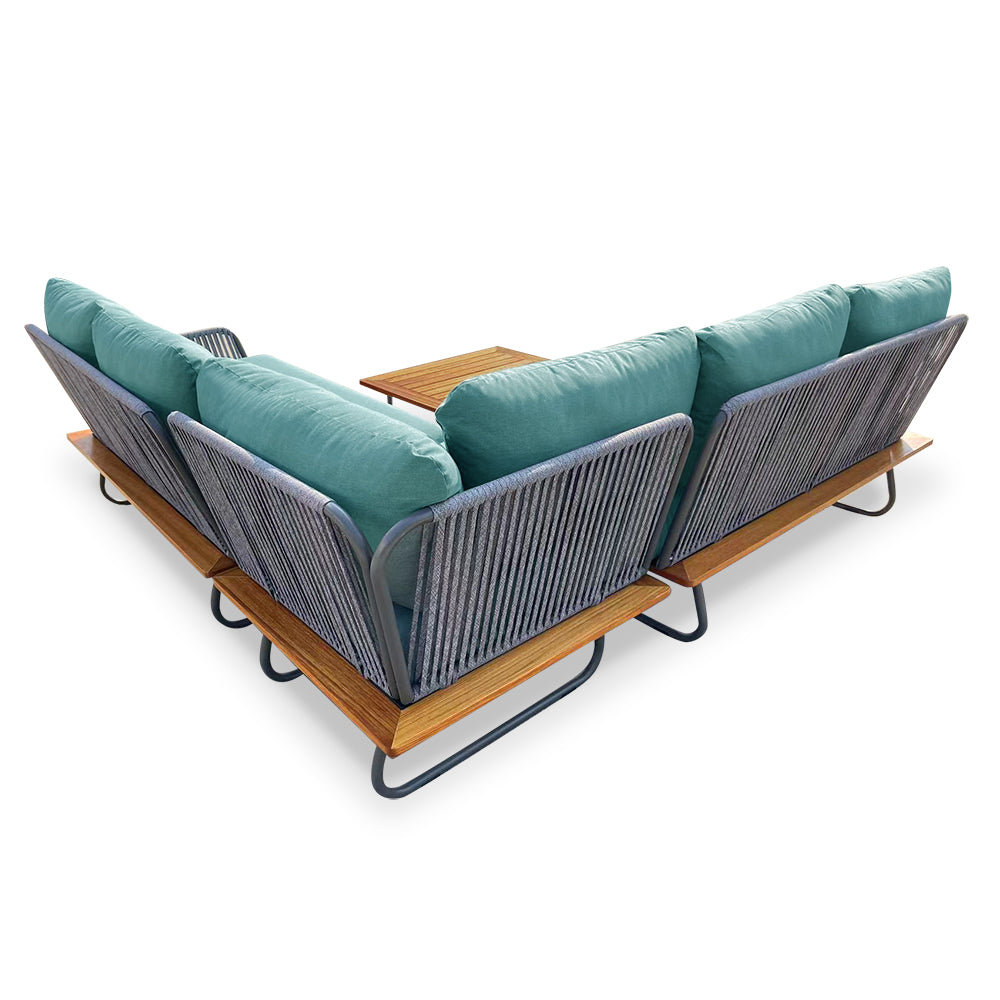 Kingston 4-Piece Woven Rope Outdoor Sectional With Acrylic Cushions Kingston 4-Piece Woven Rope Outdoor Sectional With Acrylic Cushions