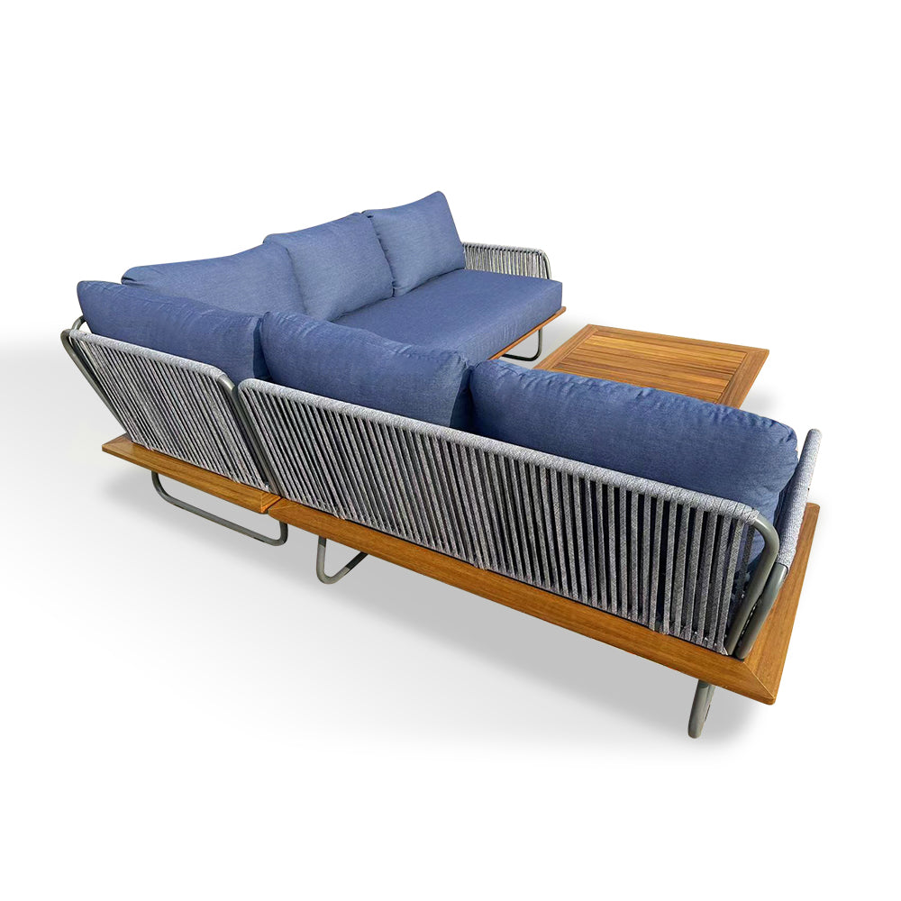 Kingston 4-Piece Woven Rope Outdoor Sectional With Acrylic Cushions Kingston 4-Piece Woven Rope Outdoor Sectional With Acrylic Cushions