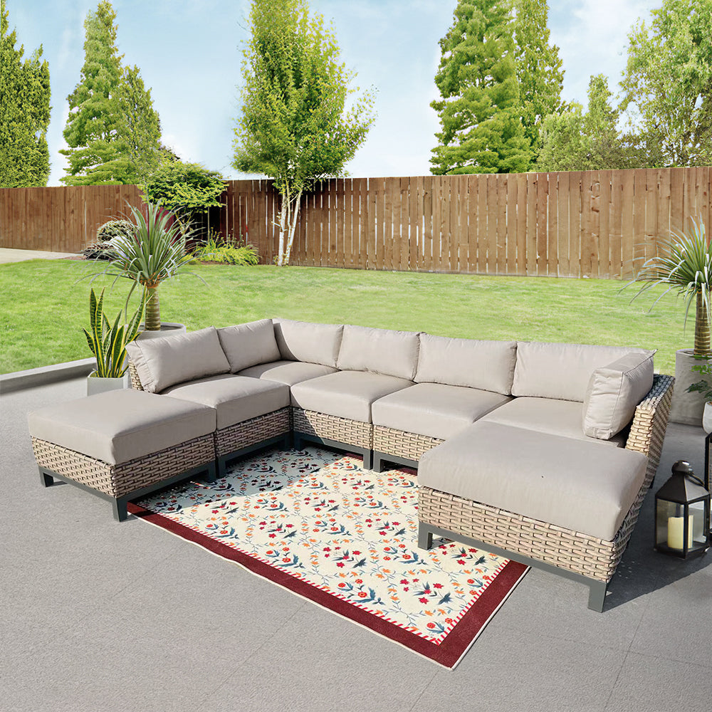 Delta 7-Piece Resin Wicker Outdoor Sectional With Acrylic Cushions Delta 7-Piece Resin Wicker Outdoor Sectional With Acrylic Cushions