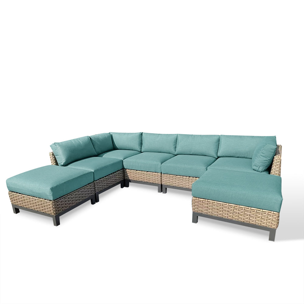 Delta 7-Piece Resin Wicker Outdoor Sectional With Acrylic Cushions Delta 7-Piece Resin Wicker Outdoor Sectional With Acrylic Cushions