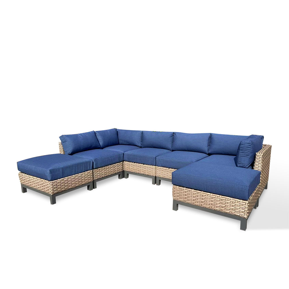 Delta 7-Piece Resin Wicker Outdoor Sectional With Acrylic Cushions Delta 7-Piece Resin Wicker Outdoor Sectional With Acrylic Cushions