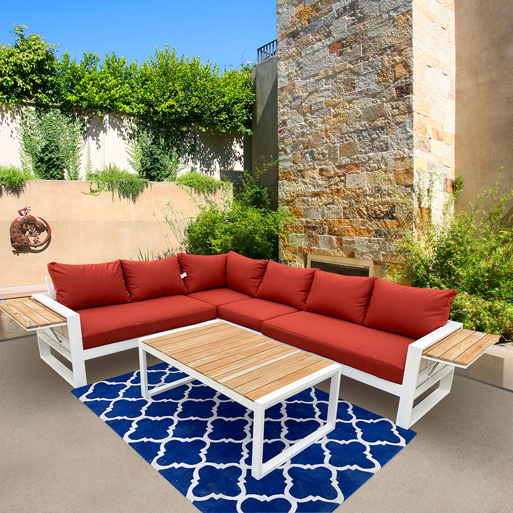 Denver 5-Piece Aluminium Outdoor Patio Sectional Sofa Set With Acrylic Cushions Denver 5-Piece Aluminium Outdoor Patio Sectional Sofa Set With Acrylic Cushions