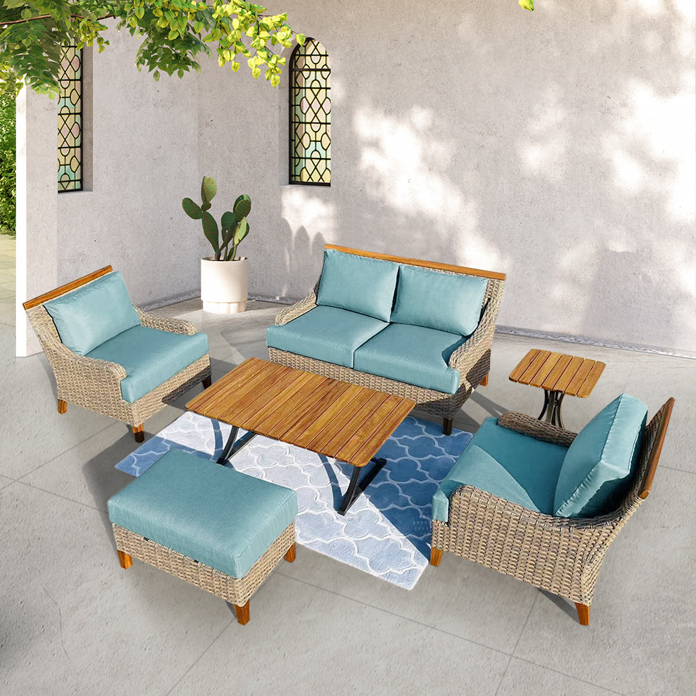 Amigo 6-Piece All-Weather Wicker Patio Sofa and Club Chair Seating Set with Acrylic Cushions Amigo 6-Piece All-Weather Wicker Patio Sofa and Club Chair Seating Set with Acrylic Cushions