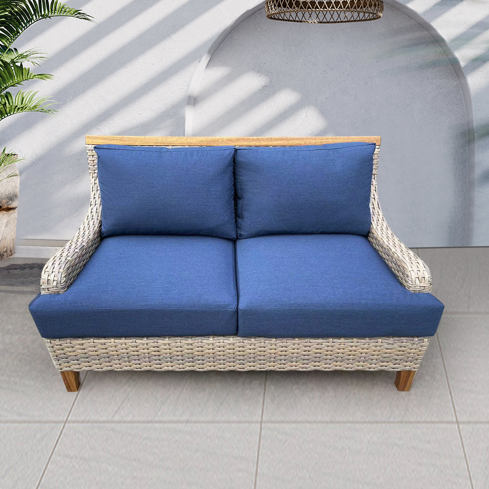 Amigo 5-Piece Wicker Patio Fire Conversation Set With Acrylic Cushions Amigo 5-Piece Wicker Patio Fire Conversation Set With Acrylic Cushions