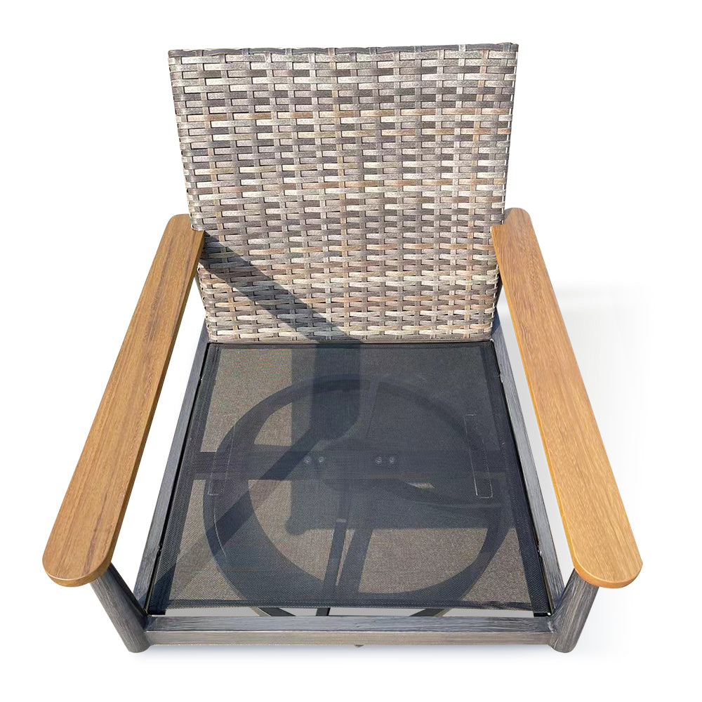 Manbo 5-Piece Wicker Outdoor Patio Fire Pit Seating Set With Acrylic Cushions Manbo 5-Piece Wicker Outdoor Patio Fire Pit Seating Set With Acrylic Cushions
