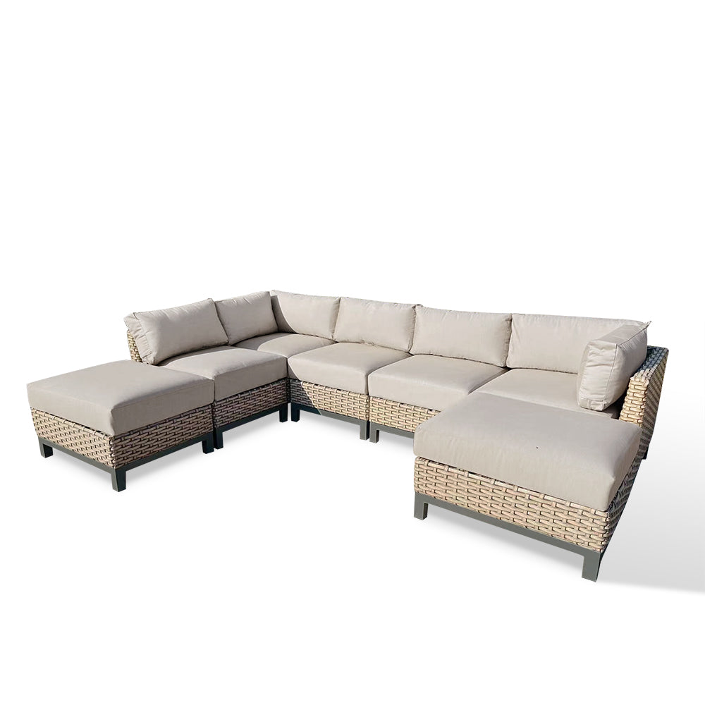 Delta 7-Piece Resin Wicker Outdoor Sectional With Acrylic Cushions Delta 7-Piece Resin Wicker Outdoor Sectional With Acrylic Cushions