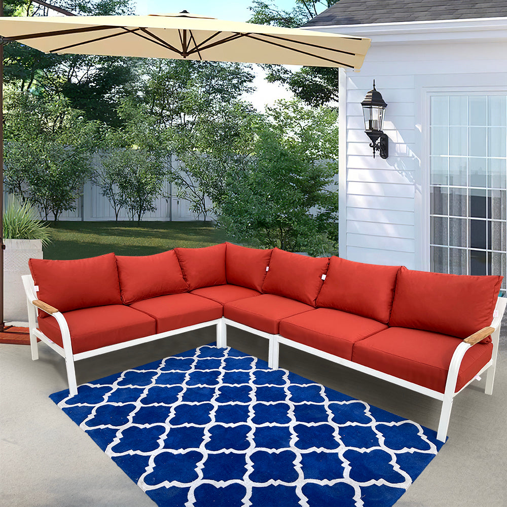 Camel 7-Piece Aluminium Outdoor Patio Fire Pit Seating Set With Acrylic Cushions Camel 7-Piece Aluminium Outdoor Patio Fire Pit Seating Set With Acrylic Cushions