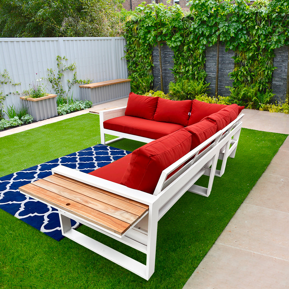 Denver 5-Piece Aluminium Outdoor Patio Fire Pit Seating Set With Acrylic Cushions Denver 5-Piece Aluminium Outdoor Patio Fire Pit Seating Set With Acrylic Cushions
