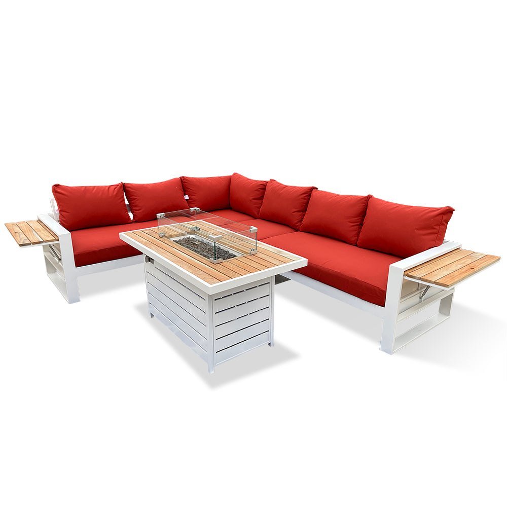 Denver 5-Piece Aluminium Outdoor Patio Fire Pit Seating Set With Acrylic Cushions Denver 5-Piece Aluminium Outdoor Patio Fire Pit Seating Set With Acrylic Cushions