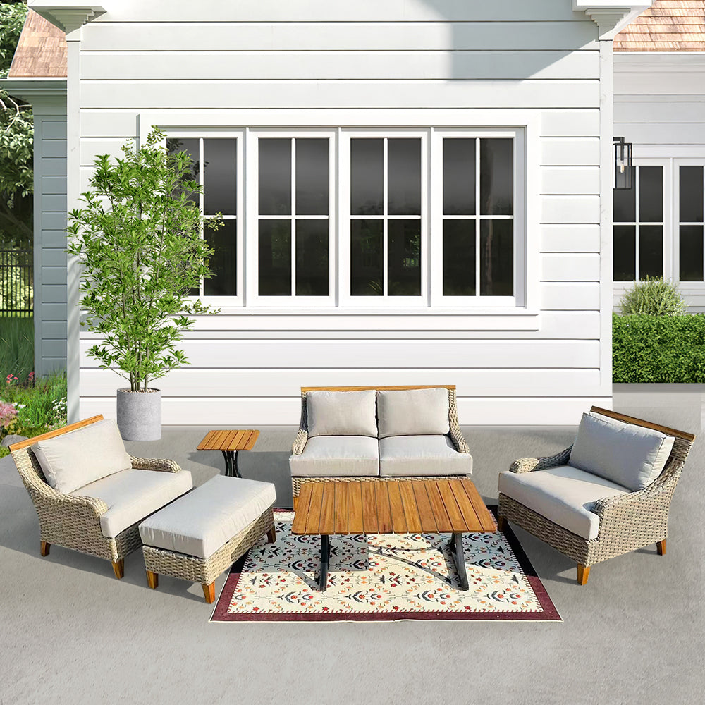 Amigo 6-Piece All-Weather Wicker Patio Sofa and Club Chair Seating Set with Acrylic Cushions Amigo 6-Piece All-Weather Wicker Patio Sofa and Club Chair Seating Set with Acrylic Cushions