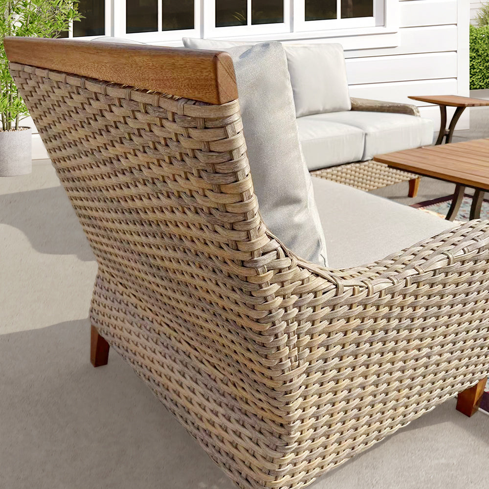 Amigo 5-Piece Wicker Patio Fire Conversation Set With Acrylic Cushions Amigo 5-Piece Wicker Patio Fire Conversation Set With Acrylic Cushions