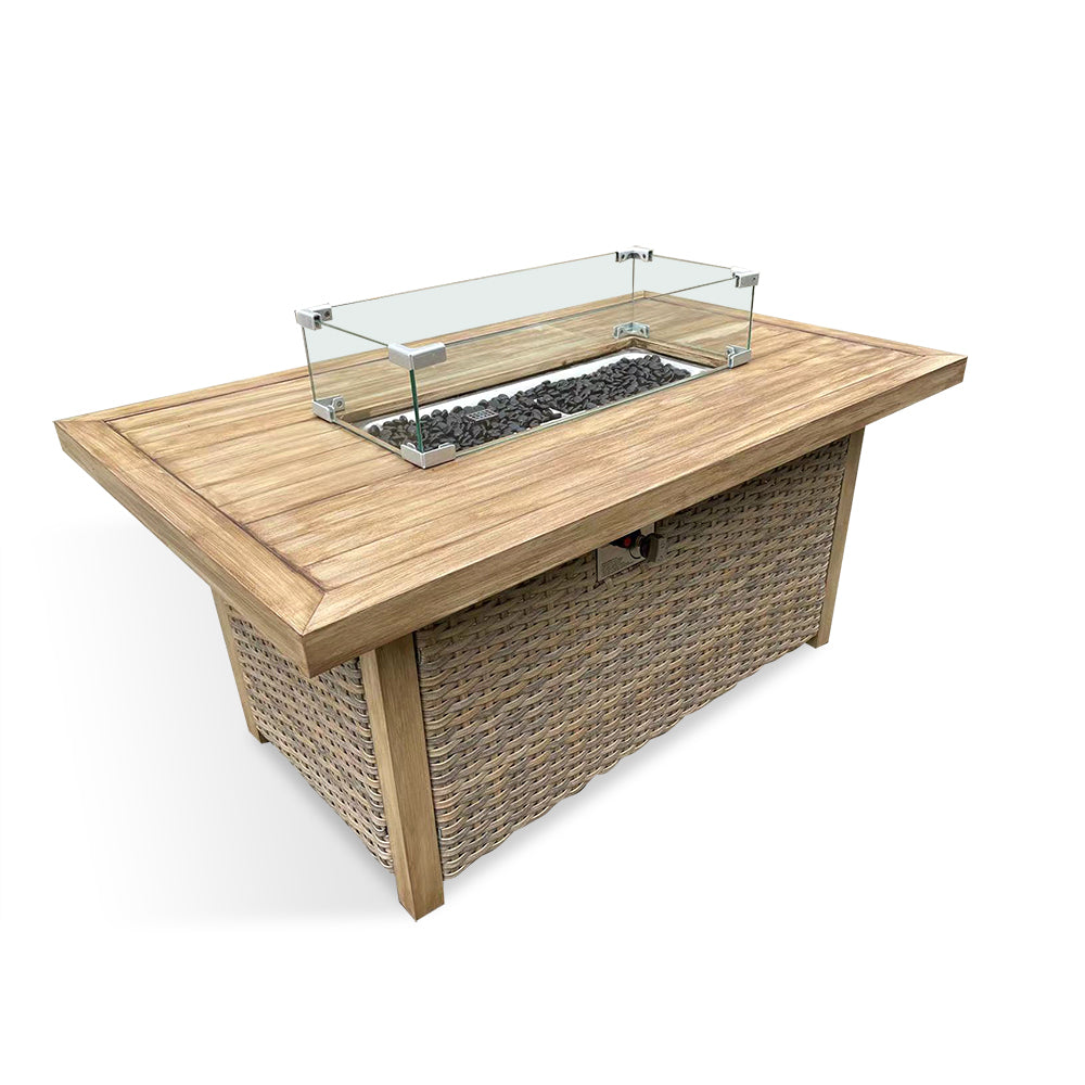 Amigo 5-Piece Wicker Patio Fire Conversation Set With Acrylic Cushions Amigo 5-Piece Wicker Patio Fire Conversation Set With Acrylic Cushions