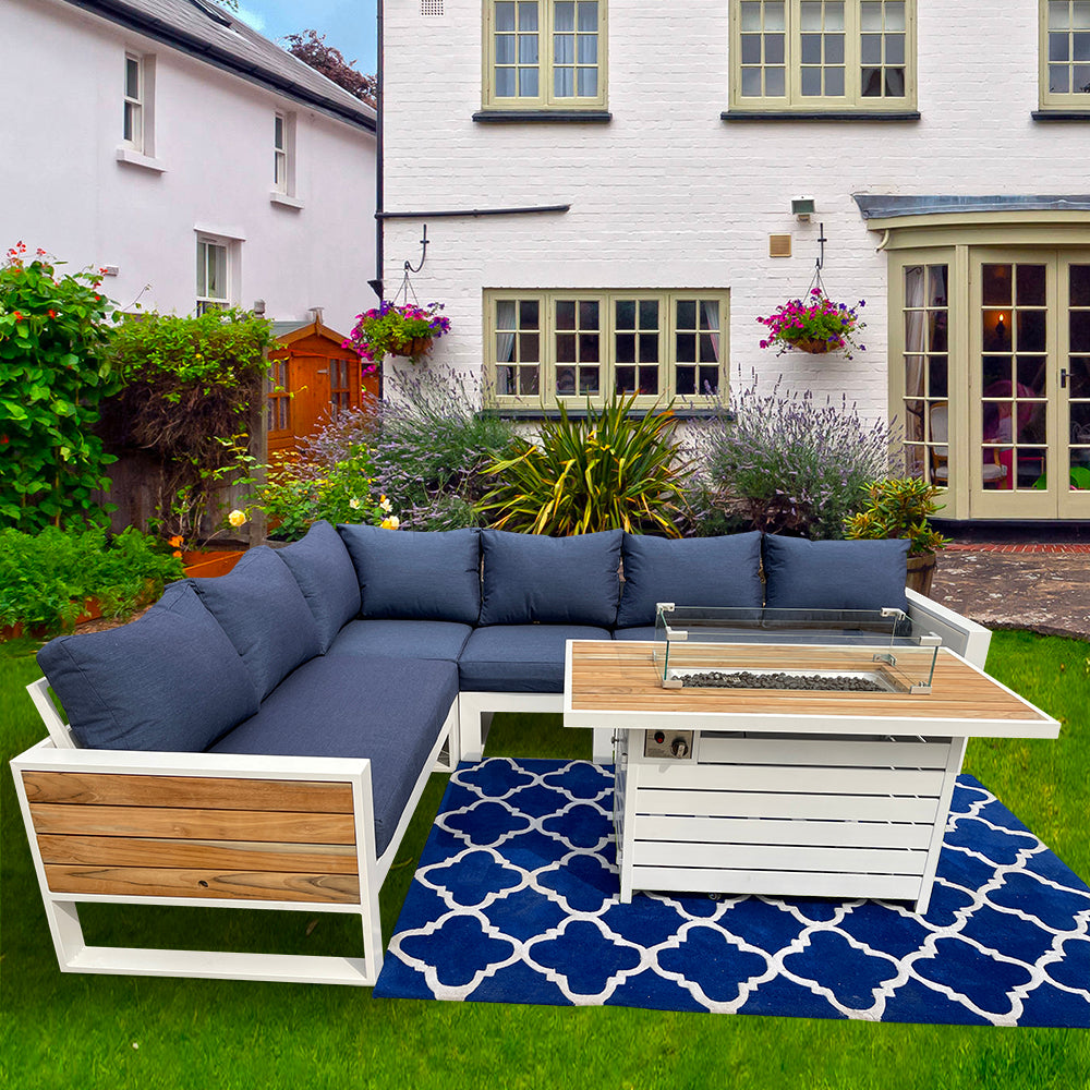 Denver 5-Piece Aluminium Outdoor Patio Fire Pit Seating Set With Acrylic Cushions Denver 5-Piece Aluminium Outdoor Patio Fire Pit Seating Set With Acrylic Cushions