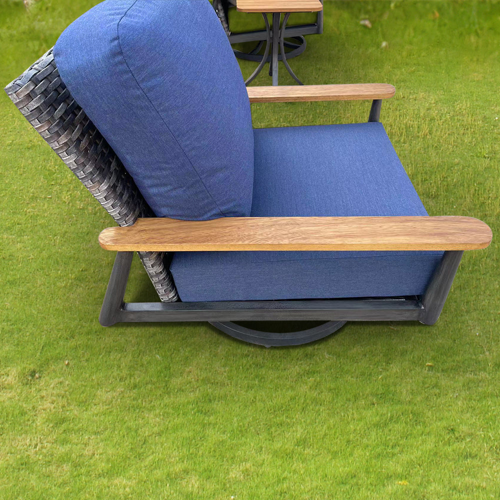 Manbo 5-Piece Wicker Outdoor Patio Fire Pit Seating Set With Acrylic Cushions Manbo 5-Piece Wicker Outdoor Patio Fire Pit Seating Set With Acrylic Cushions
