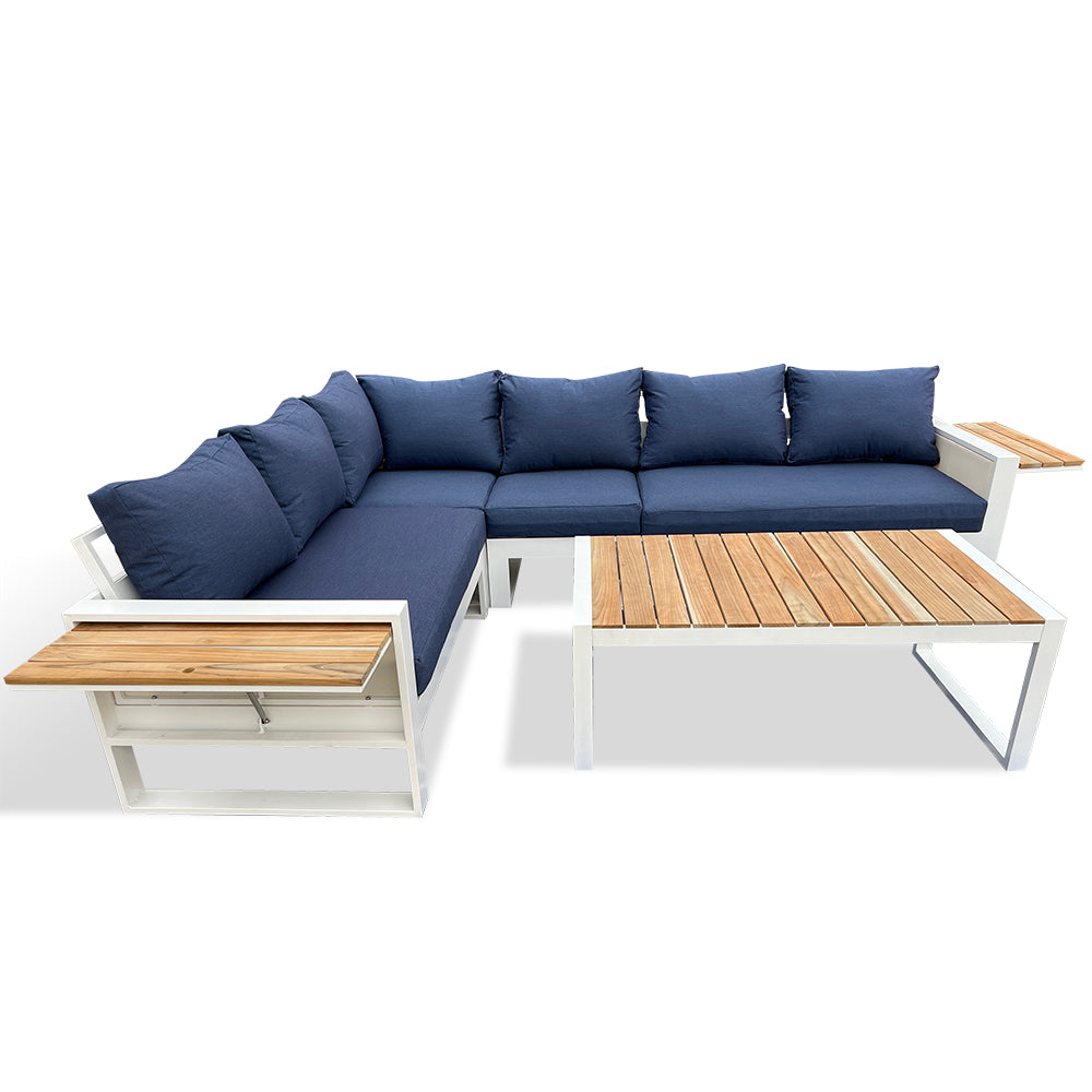 Denver 5-Piece Aluminium Outdoor Patio Sectional Sofa Set With Acrylic Cushions Denver 5-Piece Aluminium Outdoor Patio Sectional Sofa Set With Acrylic Cushions