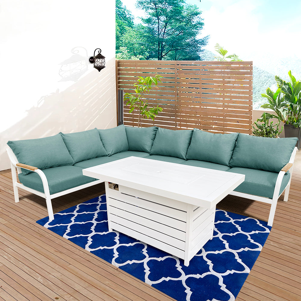 Camel 5-Piece Aluminium Outdoor Patio Fire Pit Seating Set With Acrylic Cushions Camel 5-Piece Aluminium Outdoor Patio Fire Pit Seating Set With Acrylic Cushions