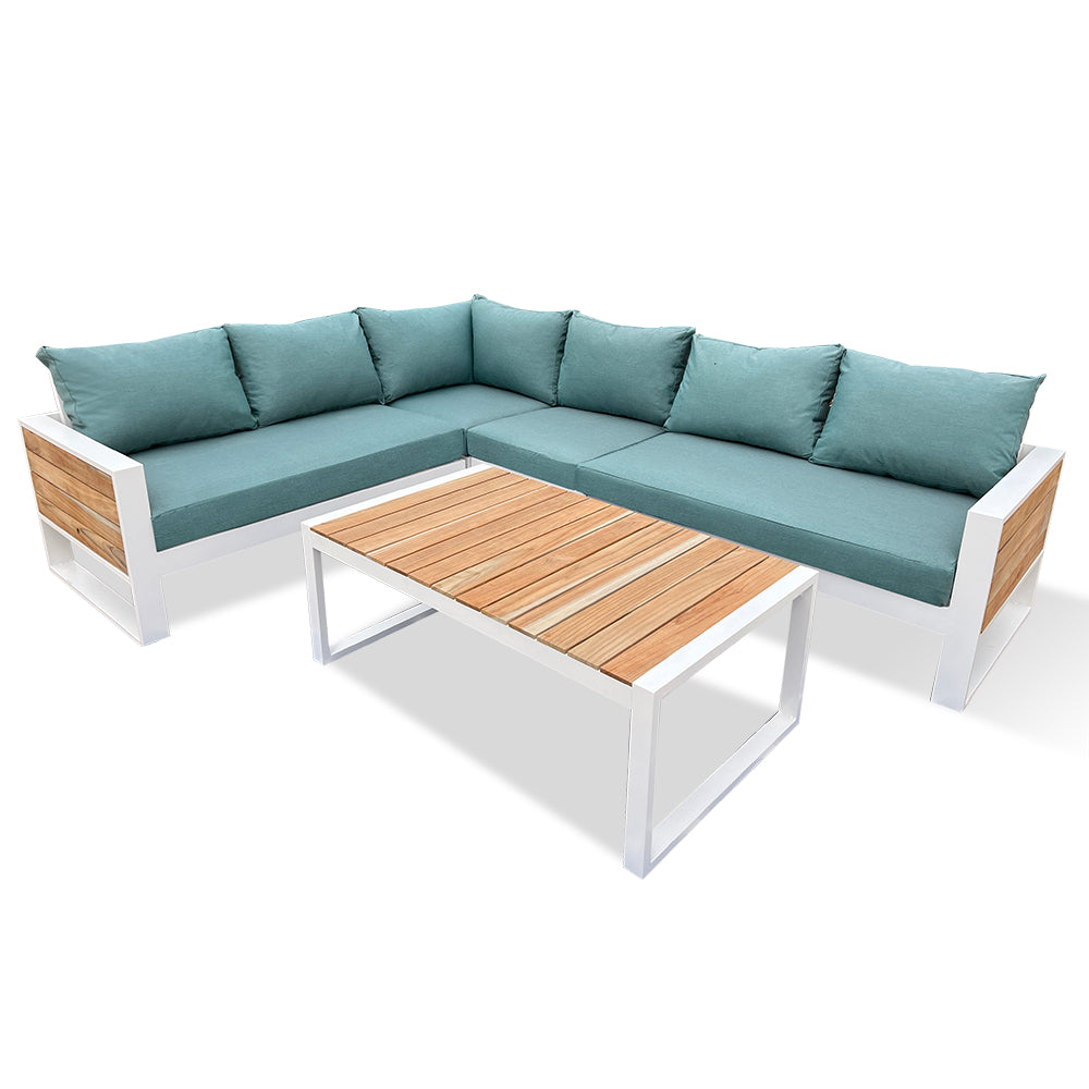 Denver 5-Piece Aluminium Outdoor Patio Sectional Sofa Set With Acrylic Cushions Denver 5-Piece Aluminium Outdoor Patio Sectional Sofa Set With Acrylic Cushions