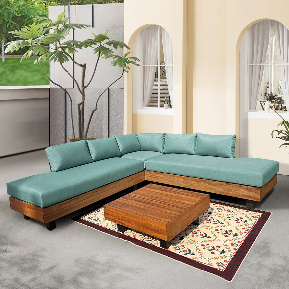 Alden Teak Wood Outdoor Patio Sectional Sofa With Acrylic Cushions Alden Teak Wood Outdoor Patio Sectional Sofa With Acrylic Cushions