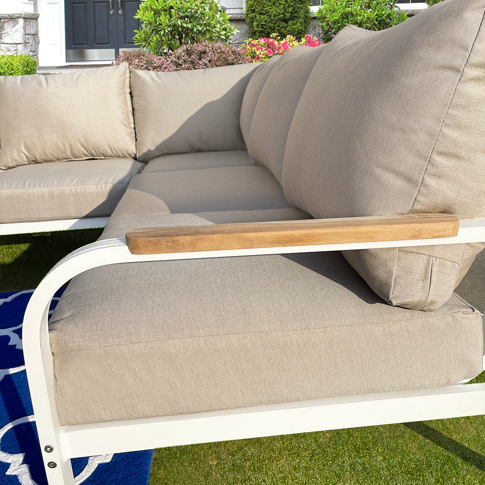 Camel 5-Piece Aluminium Outdoor Patio Fire Pit Seating Set With Acrylic Cushions Camel 5-Piece Aluminium Outdoor Patio Fire Pit Seating Set With Acrylic Cushions