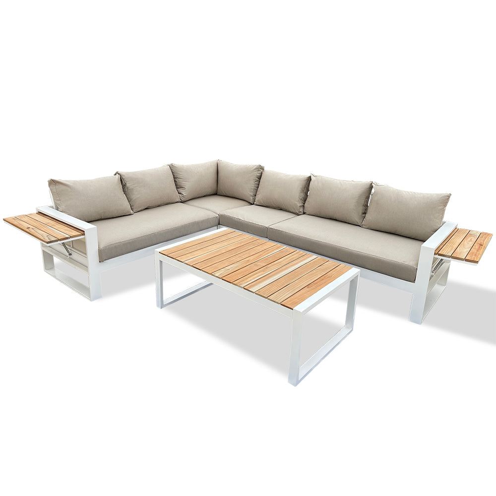 Denver 5-Piece Aluminium Outdoor Patio Sectional Sofa Set With Acrylic Cushions Denver 5-Piece Aluminium Outdoor Patio Sectional Sofa Set With Acrylic Cushions
