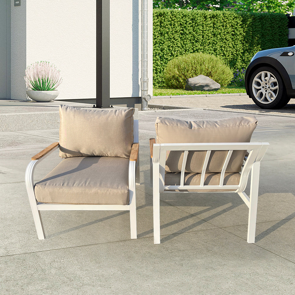 Camel 5-Piece Aluminium Outdoor Patio Fire Pit Seating Set With Acrylic Cushions Camel 5-Piece Aluminium Outdoor Patio Fire Pit Seating Set With Acrylic Cushions