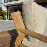 Havana 4-Piece Brown Wood-look Aluminum Outdoor L-shaped Sofa with Oatmeal Cushions