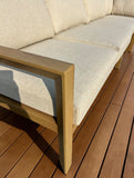 Havana 4-Piece Brown Wood-look Aluminum Outdoor L-shaped Sofa with Oatmeal Cushions