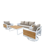 Denver 4-Piece Aluminum Outdoor Patio Conversation Seating Set with Acrylic Cast Ash Cushions