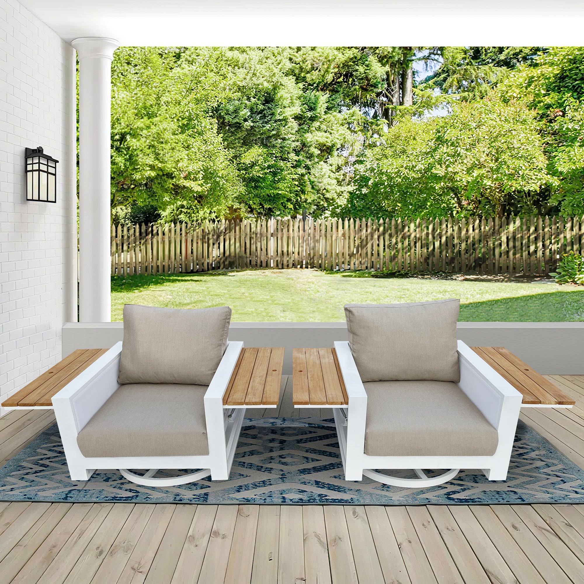 Denver 4-Piece Aluminum Outdoor Patio Conversation Seating Set with Acrylic Cast Ash Cushions