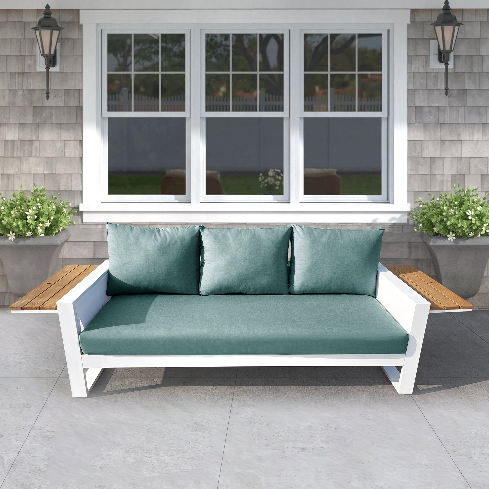 Denver 4-Piece Aluminum Outdoor Patio Conversation Seating Set with Acrylic Cast Breeze Cushions