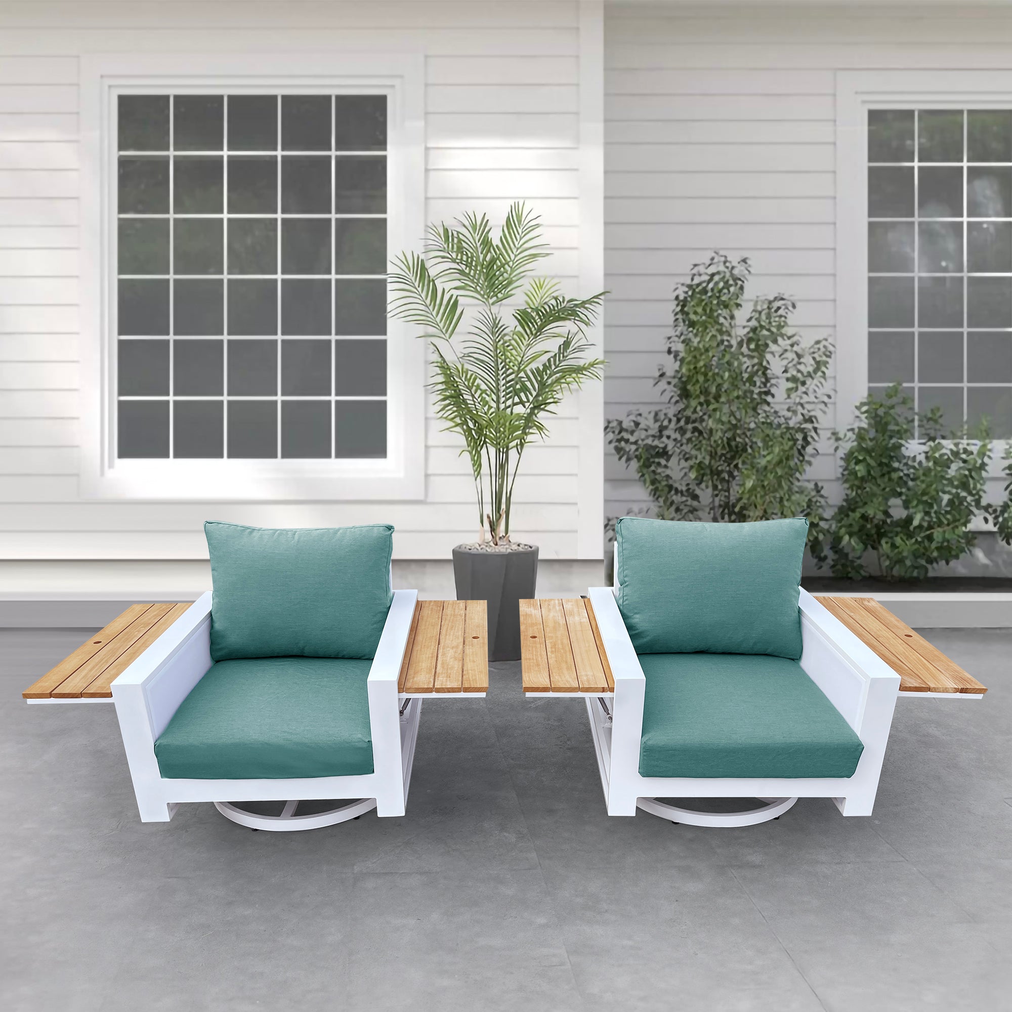 Denver 4-Piece Aluminum Outdoor Patio Conversation Seating Set with Acrylic Cast Breeze Cushions