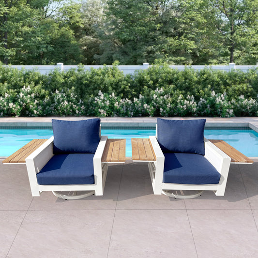 Denver 4-Piece Aluminum Outdoor Patio Conversation Seating Set with Acrylic Spectrum Indigo Cushions