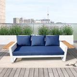 Denver 4-Piece Aluminum Outdoor Patio Conversation Seating Set with Acrylic Spectrum Indigo Cushions