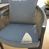 Bali 5-Piece Brown Wood-look Aluminum Outdoor Dining Table Set with a Square Dining Table and Cast Natural Cushions