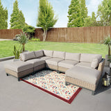 Delta 7-Piece Resin Wicker Outdoor Sectional With Sunbrella Canvas Terracotta Cushions