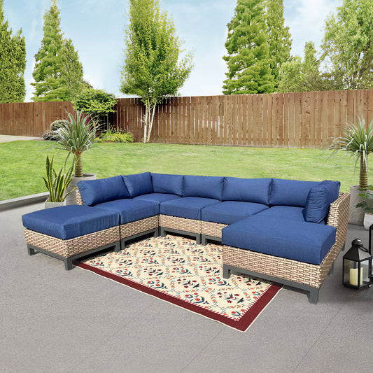 Delta 7-Piece Resin Wicker Outdoor Sectional With Sunbrella Canvas Terracotta Cushions