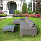 3-Piece Wicker Outdoor Patio Sectional Set with Charcoal Gray Cushions